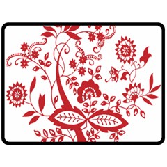 Red Vintage Floral Flowers Decorative Pattern Clipart Fleece Blanket (large)  by Simbadda