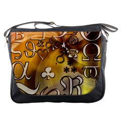 Symbols On Gradient Background Embossed Messenger Bags by Amaryn4rt