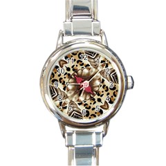 Animal Tissue And Flowers Round Italian Charm Watch by Amaryn4rt