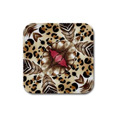 Animal Tissue And Flowers Rubber Square Coaster (4 Pack)  by Amaryn4rt