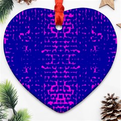 Blue And Pink Pixel Pattern Heart Ornament (two Sides) by Amaryn4rt