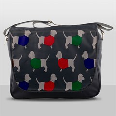 Cute Dachshund Dogs Wearing Jumpers Wallpaper Pattern Background Messenger Bags by Amaryn4rt