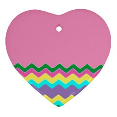 Easter Chevron Pattern Stripes Heart Ornament (two Sides) by Amaryn4rt