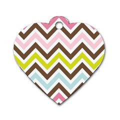 Chevrons Stripes Colors Background Dog Tag Heart (one Side) by Amaryn4rt