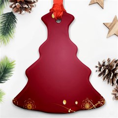 Red Background With A Pattern Christmas Tree Ornament (two Sides) by Amaryn4rt