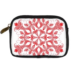 Red Pattern Filigree Snowflake On White Digital Camera Cases by Amaryn4rt