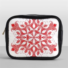 Red Pattern Filigree Snowflake On White Mini Toiletries Bags by Amaryn4rt