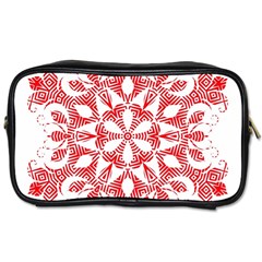 Red Pattern Filigree Snowflake On White Toiletries Bags 2-side by Amaryn4rt