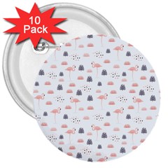 Cute Flamingos And  Leaves Pattern 3  Buttons (10 Pack)  by TastefulDesigns