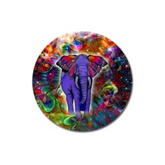 Abstract Elephant With Butterfly Ears Colorful Galaxy Magnet 3  (round) by EDDArt