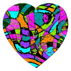 Abstract Art Squiggly Loops Multicolored Jigsaw Puzzle (heart) by EDDArt