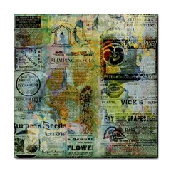 Old Newspaper And Gold Acryl Painting Collage Tile Coasters by EDDArt