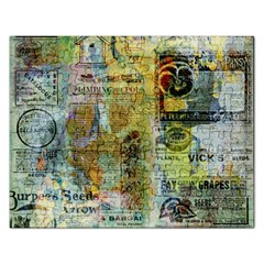 Old Newspaper And Gold Acryl Painting Collage Rectangular Jigsaw Puzzl by EDDArt