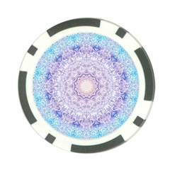 India Mehndi Style Mandala   Cyan Lilac Poker Chip Card Guard (10 Pack) by EDDArt