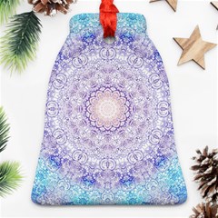 India Mehndi Style Mandala   Cyan Lilac Ornament (bell) by EDDArt