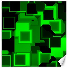 Green Cyber Glow Pattern Canvas 20  X 20   by Simbadda