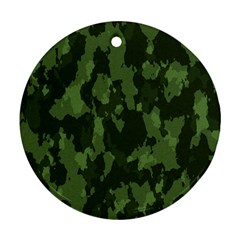 Camouflage Green Army Texture Round Ornament (two Sides) by Simbadda