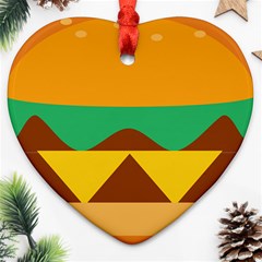 Hamburger Bread Food Cheese Ornament (heart) by Simbadda