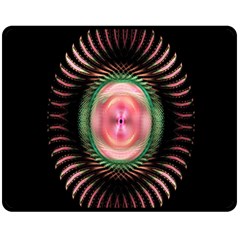 Fractal Plate Like Image In Pink Green And Other Colours Double Sided Fleece Blanket (medium)  by Simbadda