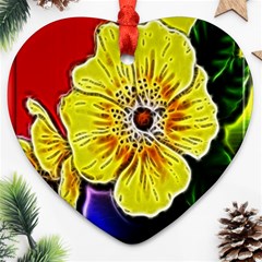 Beautiful Fractal Flower In 3d Glass Frame Ornament (heart) by Simbadda