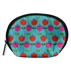 Tulips Floral Background Pattern Accessory Pouches (medium)  by Simbadda