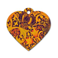 Floral Pattern Dog Tag Heart (one Side) by Valentinaart