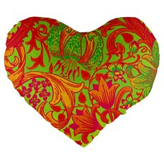 Floral Pattern Large 19  Premium Flano Heart Shape Cushions by Valentinaart