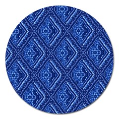 Blue Fractal Background Magnet 5  (round) by Simbadda