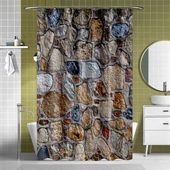 Multi Color Stones Wall Texture Shower Curtain 48  X 72  (small)  by Simbadda