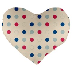 Polka Dots  Large 19  Premium Flano Heart Shape Cushions by Valentinaart