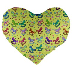 Toys Pattern Large 19  Premium Flano Heart Shape Cushions by Valentinaart