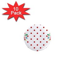 Flower Floral Polka Dot Orange 1  Mini Magnet (10 Pack)  by Mariart