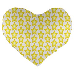 Yellow Orange Star Space Light Large 19  Premium Flano Heart Shape Cushions by Mariart