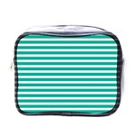 Horizontal Stripes Green Teal Mini Toiletries Bags Front