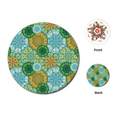 Forest Spirits  Green Mandalas  Playing Cards (round) by bunart