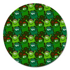 Seamless Little Cartoon Men Tiling Pattern Magnet 5  (round) by Simbadda