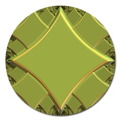 Fractal Green Diamonds Background Magnet 5  (round) by Simbadda