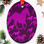 Pink Horses Horse Animals Pattern Colorful Colors Ornament (Oval) Front