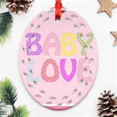 Pink Baby Love Text In Colorful Polka Dots Oval Filigree Ornament (two Sides) by Simbadda