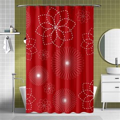 Floral Spirals Wallpaper Background Red Pattern Shower Curtain 48  X 72  (small)  by Simbadda