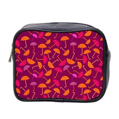 Umbrella Seamless Pattern Pink Lila Mini Toiletries Bag 2-side by Simbadda