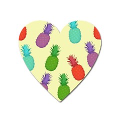 Colorful Pineapples Wallpaper Background Heart Magnet by Simbadda