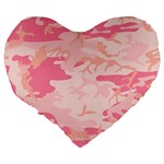 Initial Camouflage Camo Pink Large 19  Premium Heart Shape Cushions Back