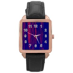 Abstract Color Red Blue Rose Gold Leather Watch  by Simbadda