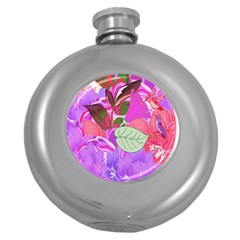 Abstract Design With Hummingbirds Round Hip Flask (5 Oz) by Nexatart