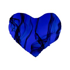 Blue Velvet Ribbon Background Standard 16  Premium Flano Heart Shape Cushions by Nexatart