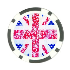 British Flag Abstract British Union Jack Flag In Abstract Design With Flowers Poker Chip Card Guard (10 Pack) by Nexatart