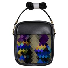 Background Of Blue Gold Brown Tan Purple Diamonds Girls Sling Bags by Nexatart