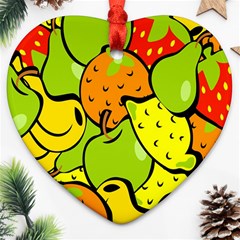 Digitally Created Funky Fruit Wallpaper Ornament (heart) by Nexatart