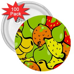 Digitally Created Funky Fruit Wallpaper 3  Buttons (100 Pack)  by Nexatart